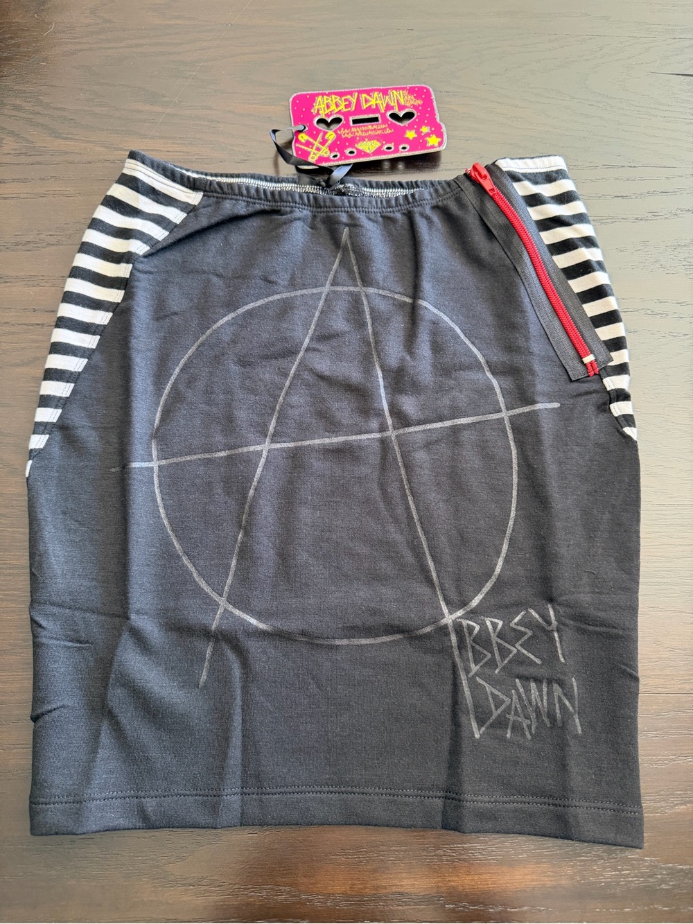 Abbey Dawn Black and White Striped Romper Stomper Skirt